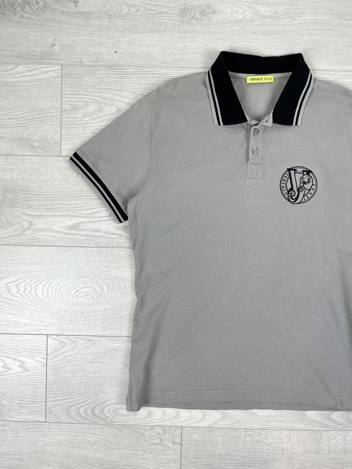 Versace Versace Jeans Grey Cotton Button Logo Polo Shirt Size US XL / EU 56 / 4 - 3 Thumbnail