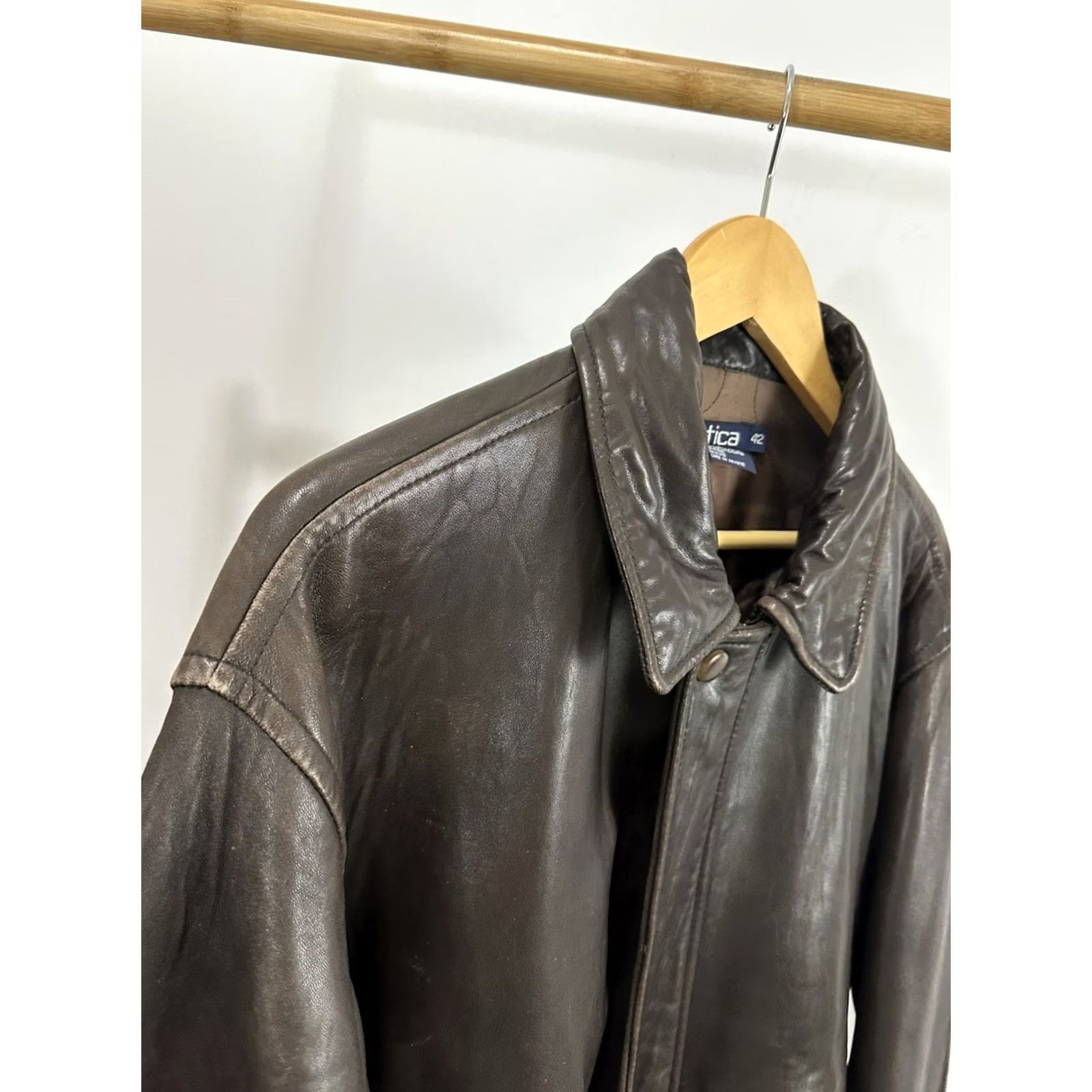Nautica VTG Nautica Men's Bomber Jacket Leather Brown Size 42 Size US XS / EU 42 / 0 - 8 Thumbnail