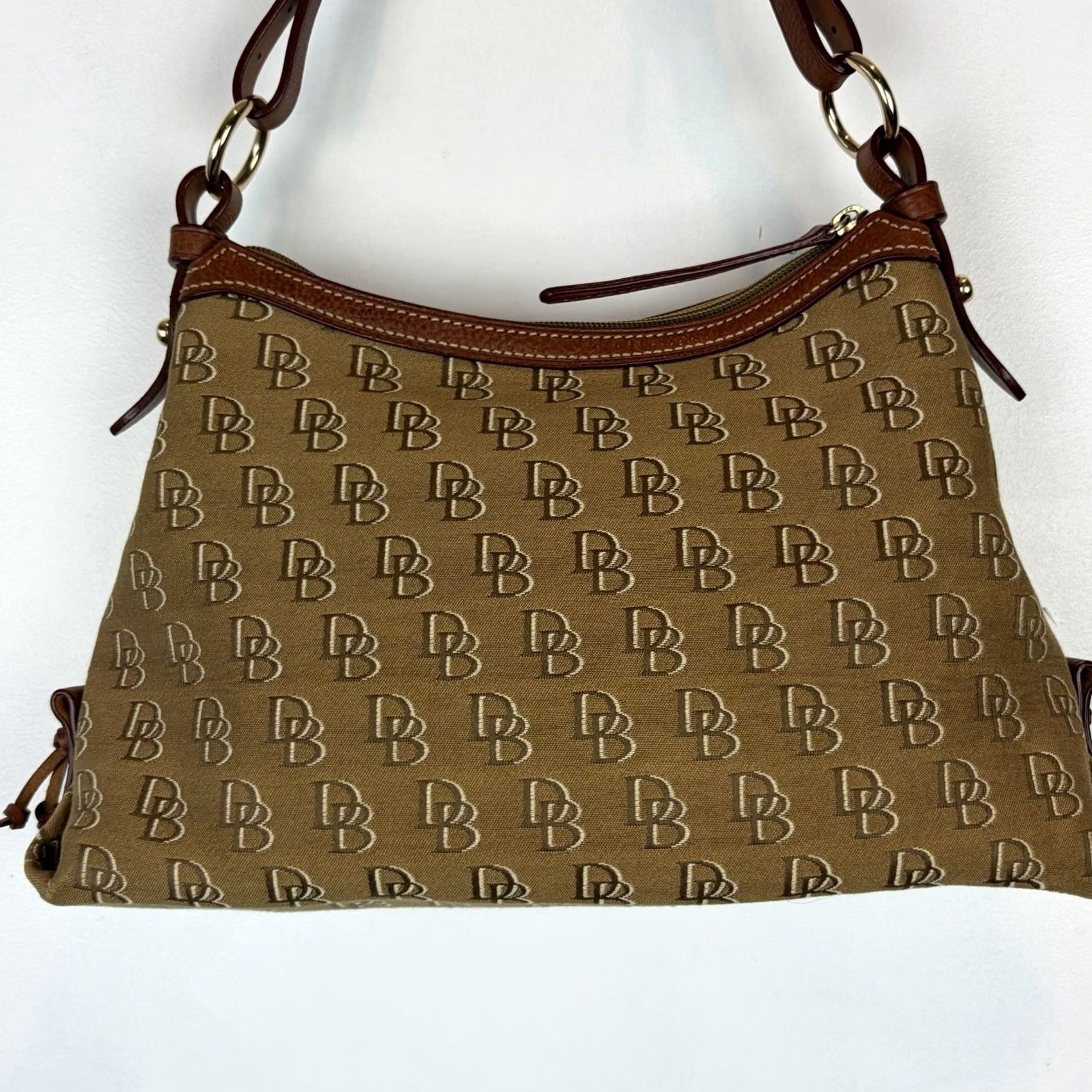 Dooney & Bourke Dooney & Bourke Monogram Hobo Bag Prairie Winds Anniversary Brown Leather Monogram Zipper Bag Women Medium Size ONE SIZE - 4 Thumbnail