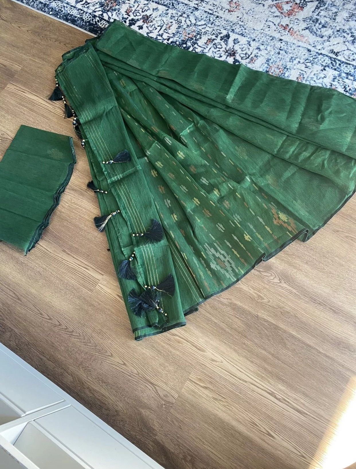 Other Indian Bollywood Saree Jamdani Dhakai 2pc Green saree Size ONE SIZE - 1 Thumbnail