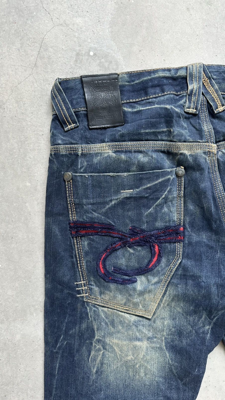 14th Addiction REDPEPPER FADING TATTOO LONG FLARED JEANS Size US 34 / EU 50 - 13 Thumbnail