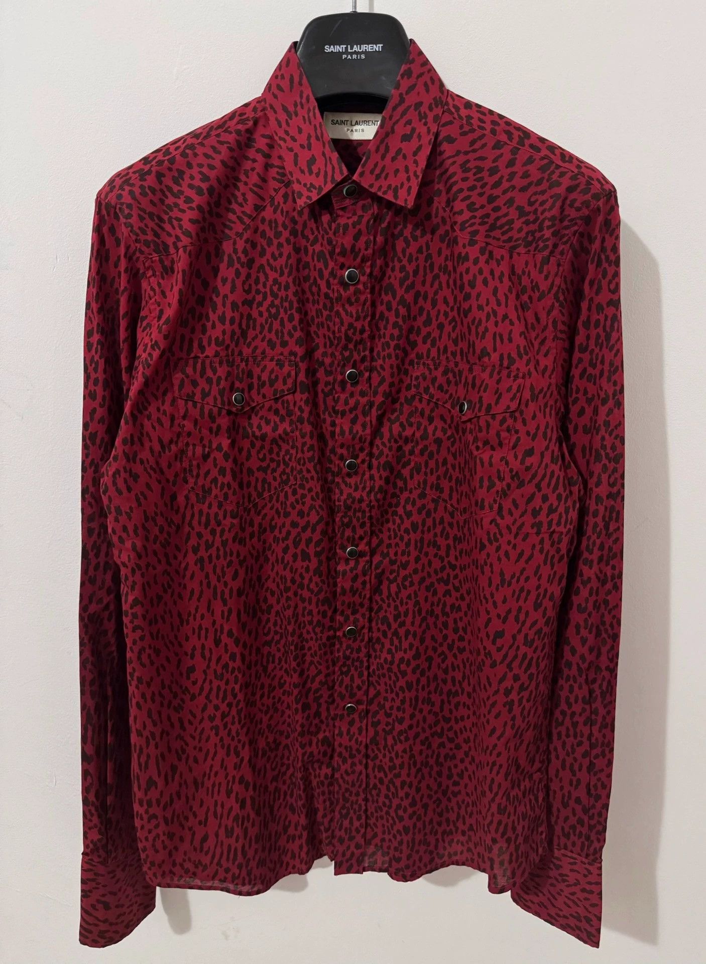 Saint Laurent Paris Saint Laurent SLP Cotton Court Red Leopard Print Shirt Size US XL / EU 56 / 4 - 1 Thumbnail
