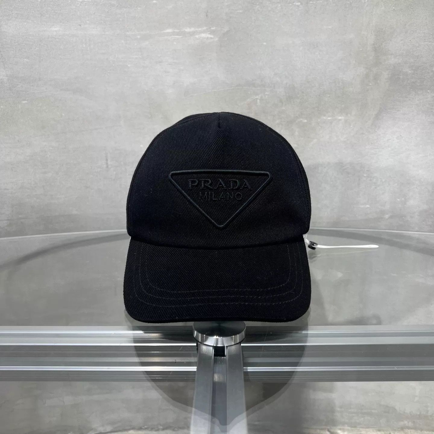 Prada black embroidered triangle logo baseball cap M FC0265