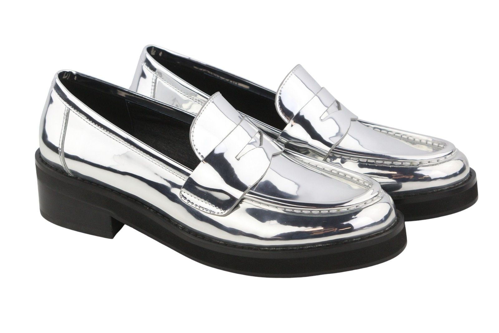 Other BIBI LOU JAYA EU39 Shiny Silver Leather Chunky 87554 Size US 8 / IT 38 - 2 Thumbnail