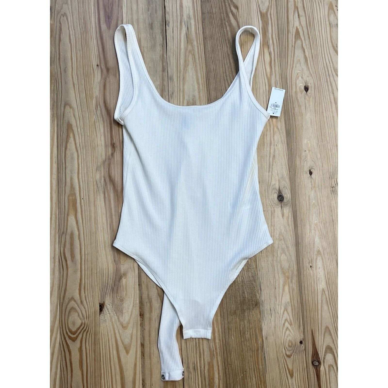Old Navy Old Navy Rib Knit Cotton Blend White Body Suit Size M Size M / US 6-8 / IT 42-44 - 1 Thumbnail