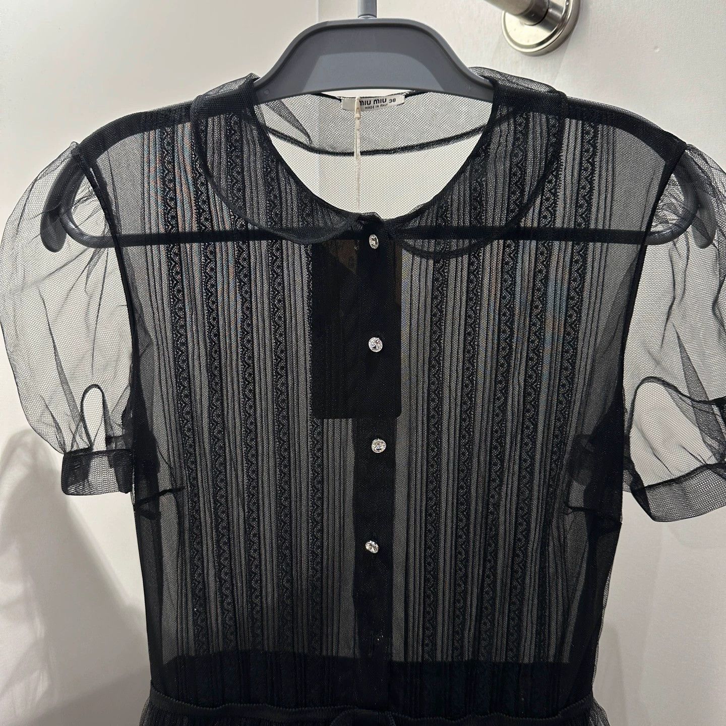 Miu Miu MIU MIU may101 tulle crystal short-sleeve dress 38 Size XS / US 0-2 / IT 36-38 - 7 Thumbnail