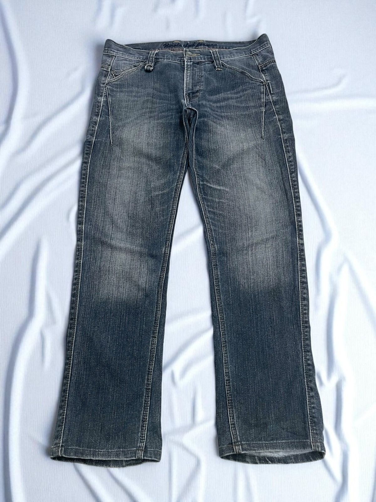 デニム・ジーパン [NICK&NICOLE] NICOLE ROSE PRINTING WASHING DENIM PANTS NICOLE ROSE PRINTING WASHING DENIM PANTS_DEEP BLUE - 닉앤니콜