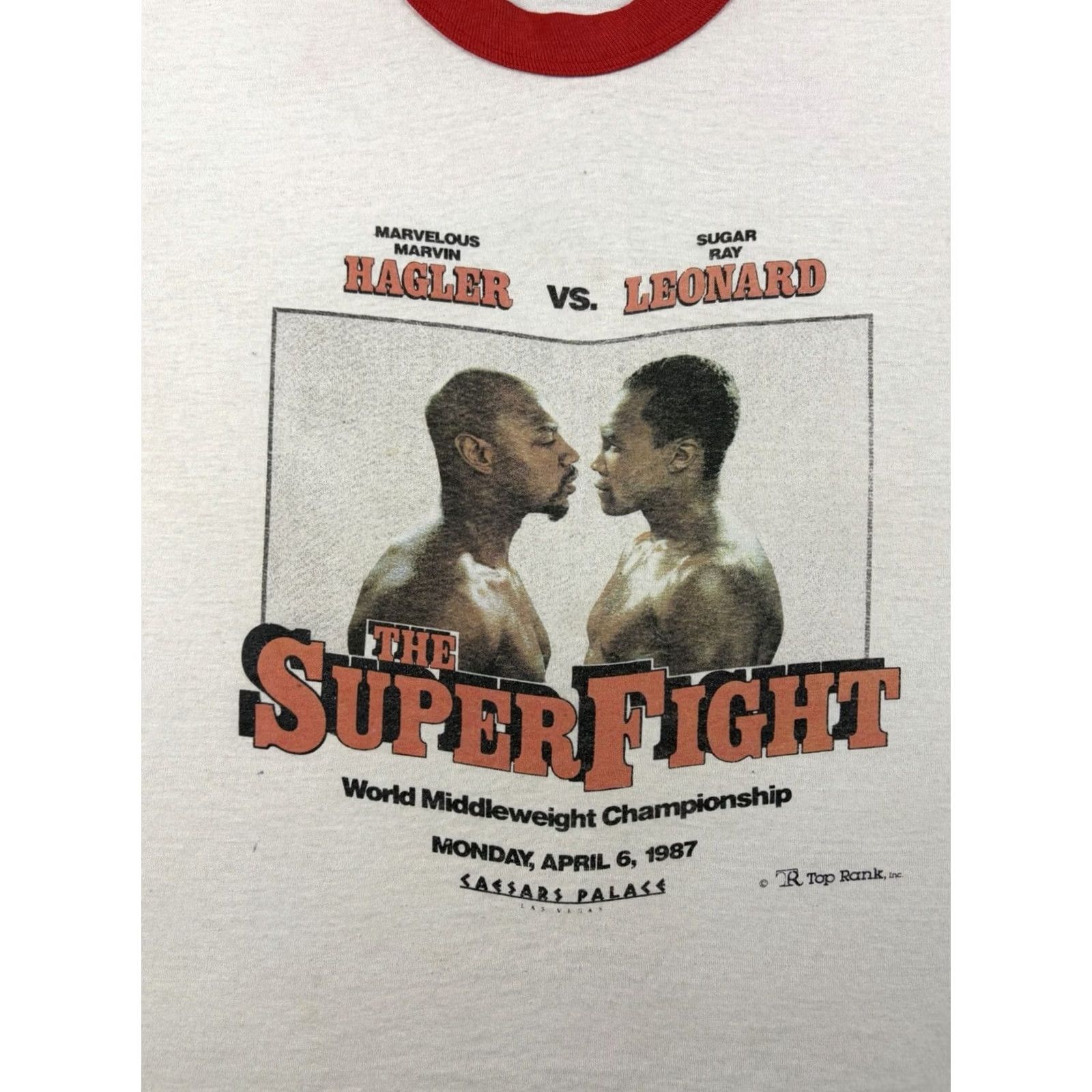 Sugar VINTAGE Sugar Ray Leonard Boxing Shirt Mens S White 1990s Marvin Hagler Graphic Tee Men Size US S / EU 44-46 / 1 - 2 Thumbnail