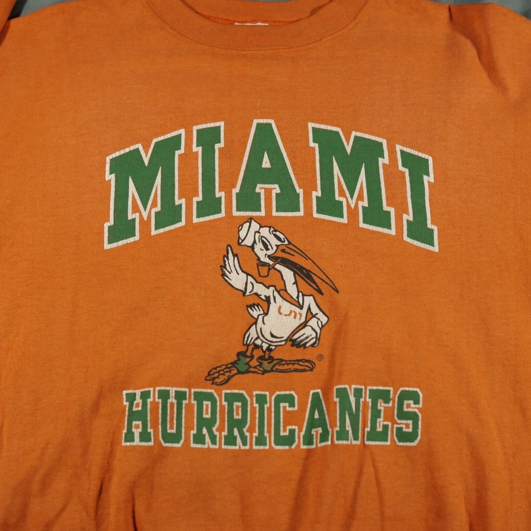 Vintage VINTAGE Miami Hurricanes Sweater Mens XL Orange Sebastian 70s Ibis Shirt Pullover Crew Neck Cotton Blend Fleece Logo All Seasons Classic Knits/Outdoor Size US XL / EU 56 / 4 - 2 Thumbnail