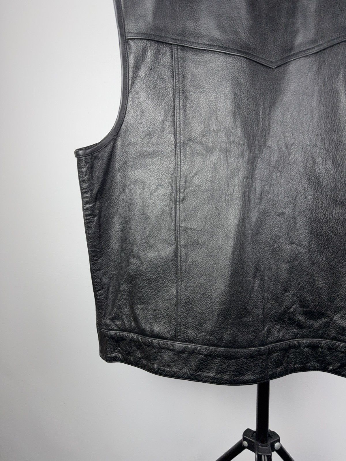 Leather Vintage 90s Genuine Leather MOTO Vest Rock Punk Rick Chrome Size US XL / EU 56 / 4 - 7 Thumbnail