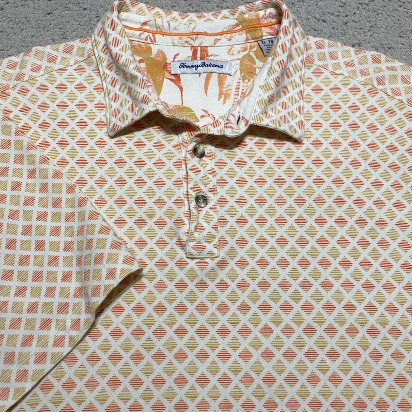 Tommy Bahama Tommy Bahama Polo Shirt Men XL Orange Plaid Check Short Sleeve Cotton Blend Shirt Size US XL / EU 56 / 4 - 5 Thumbnail