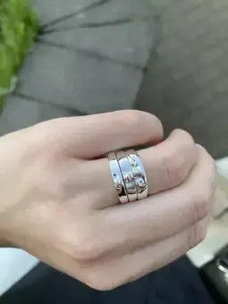 Jewelry Face Three Stack Finger Ring Size ONE SIZE - 4 Thumbnail