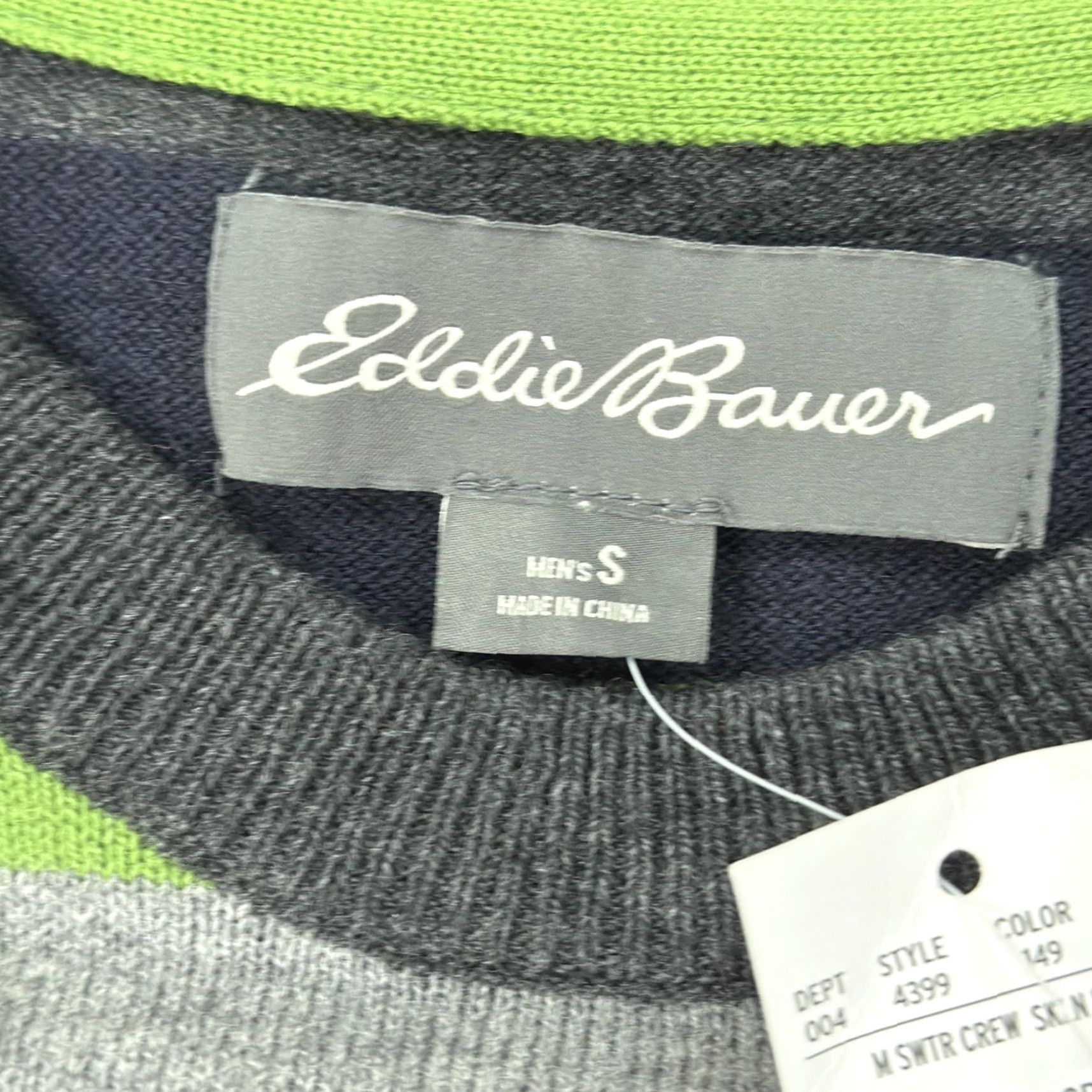 Eddie Bauer Eddie Bauer Sweater Mens Small Gray Navy Green Stripe Crewneck Cotton Nylon Wool Blend Striped Pullover Size US S / EU 44-46 / 1 - 5 Thumbnail