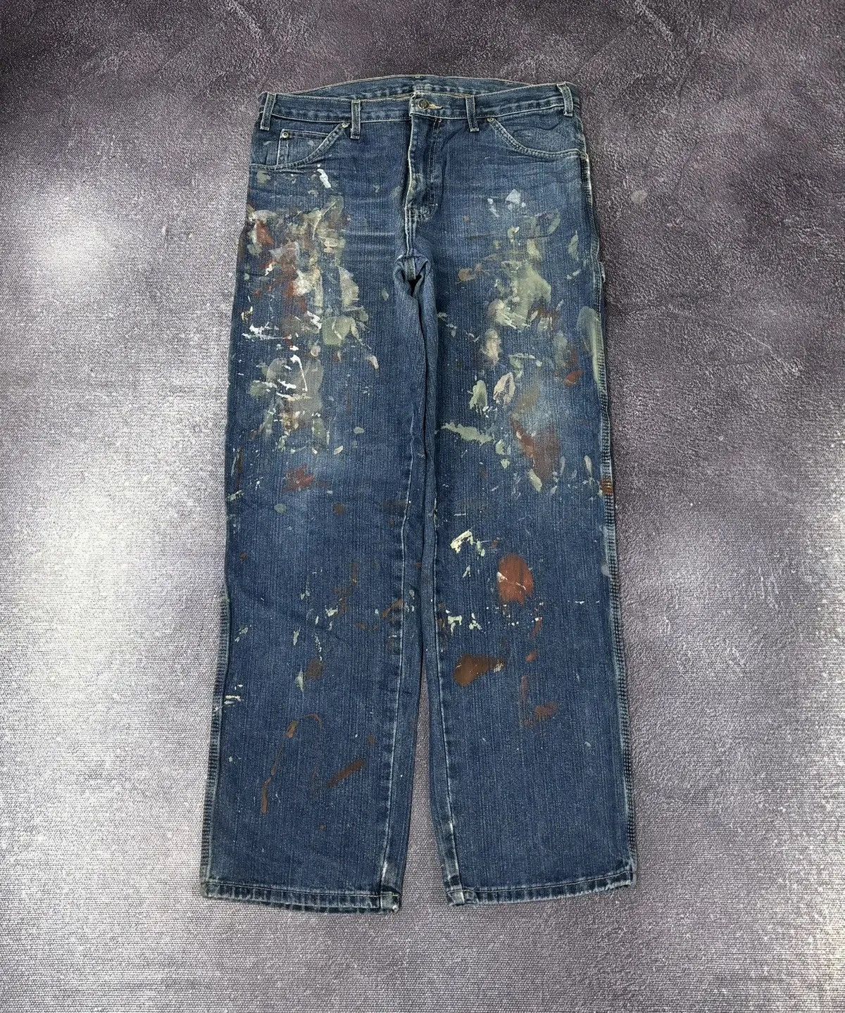 Dickies × Vintage Vintage Dickies USA Painted Blue Denim Y2K Skate Baggy Jeans Size US 34 / EU 50 - 2 Thumbnail