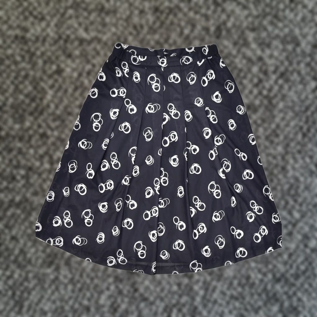 Vintage VINTAGE Pleated Skirt Womens IT 40 Small W28 Navy Blue Geometric Polyester M003 Size 28" / US 6 / IT 42 - 1 Thumbnail