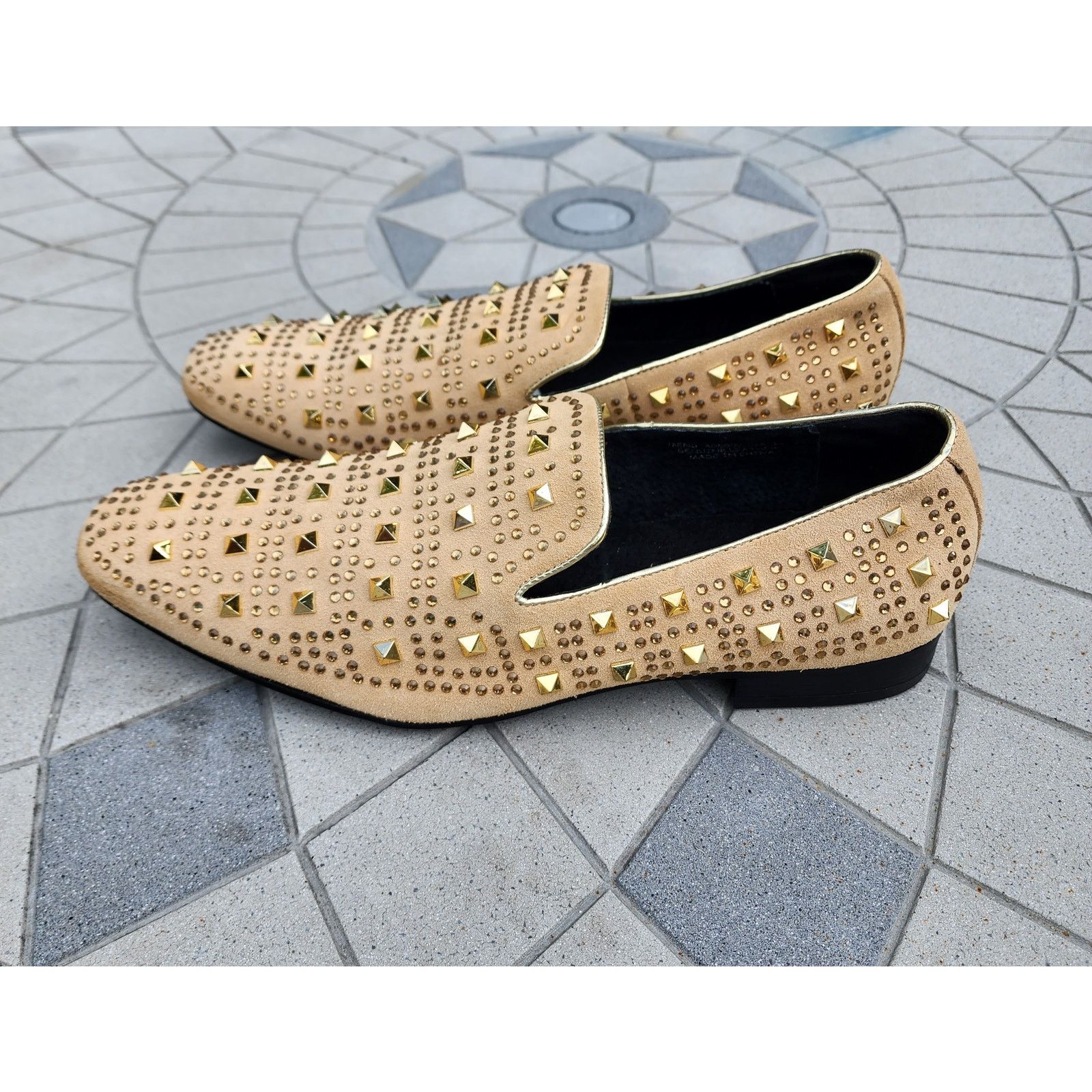 Designer Asher Green Tonal Crystal Studded Suede Smoking Loafer 14 Size US 14 / EU 47 - 11 Thumbnail