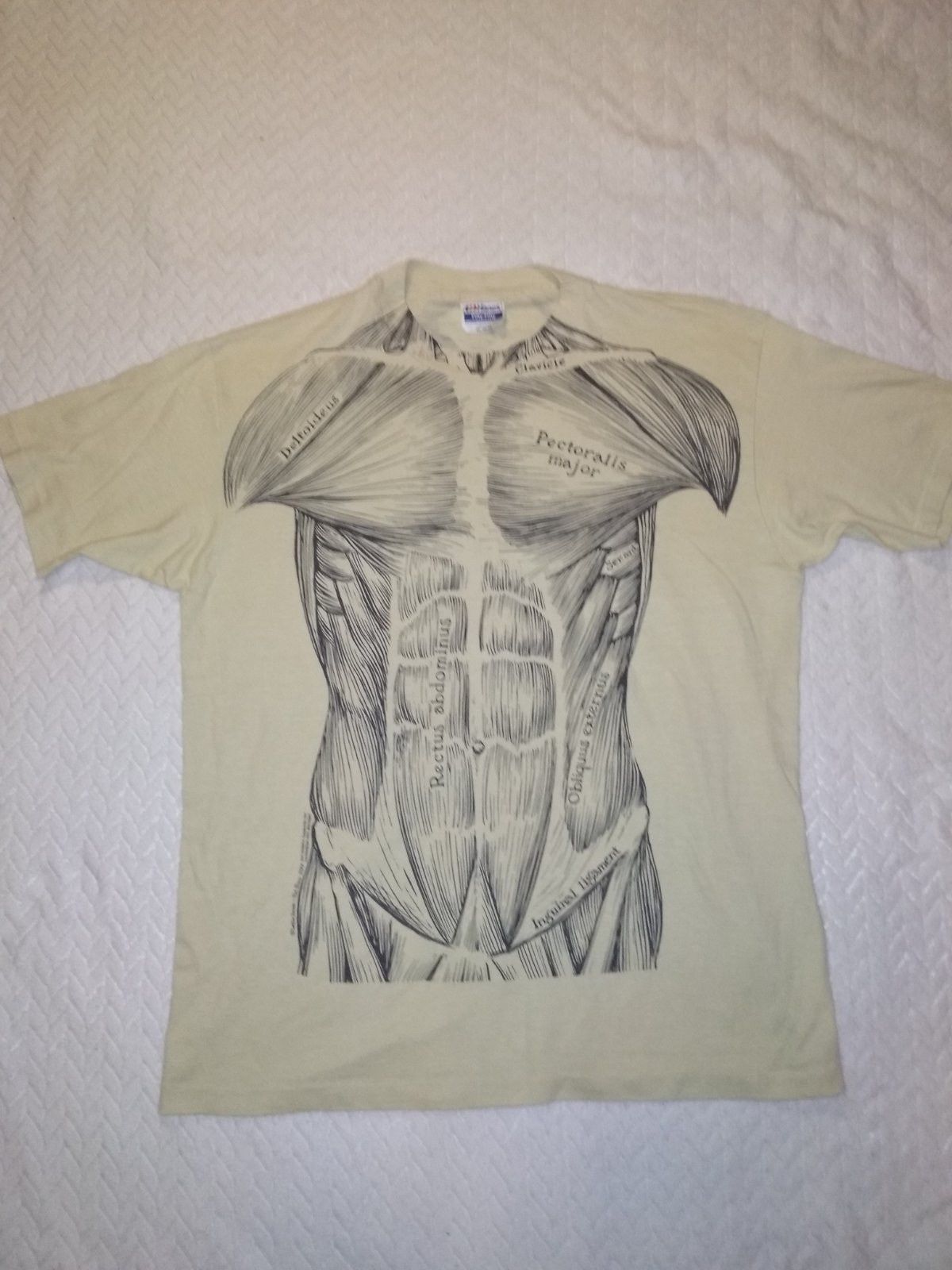 image of Archival Clothing x Band Tees Vintage Mens Kurt Cobain Leslie Arwin 1977 Muscle Anatomy in Beige (S