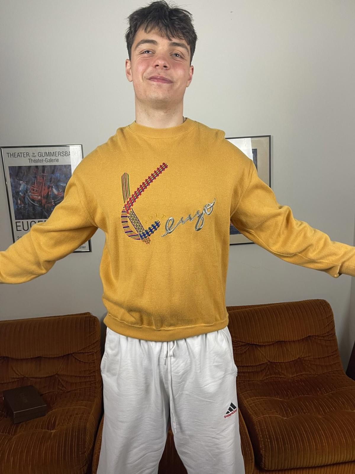 Kenzo Kenzo - Mustard Yellow Embroidered Sweater Size US M / EU 48-50 / 2 - 5 Thumbnail