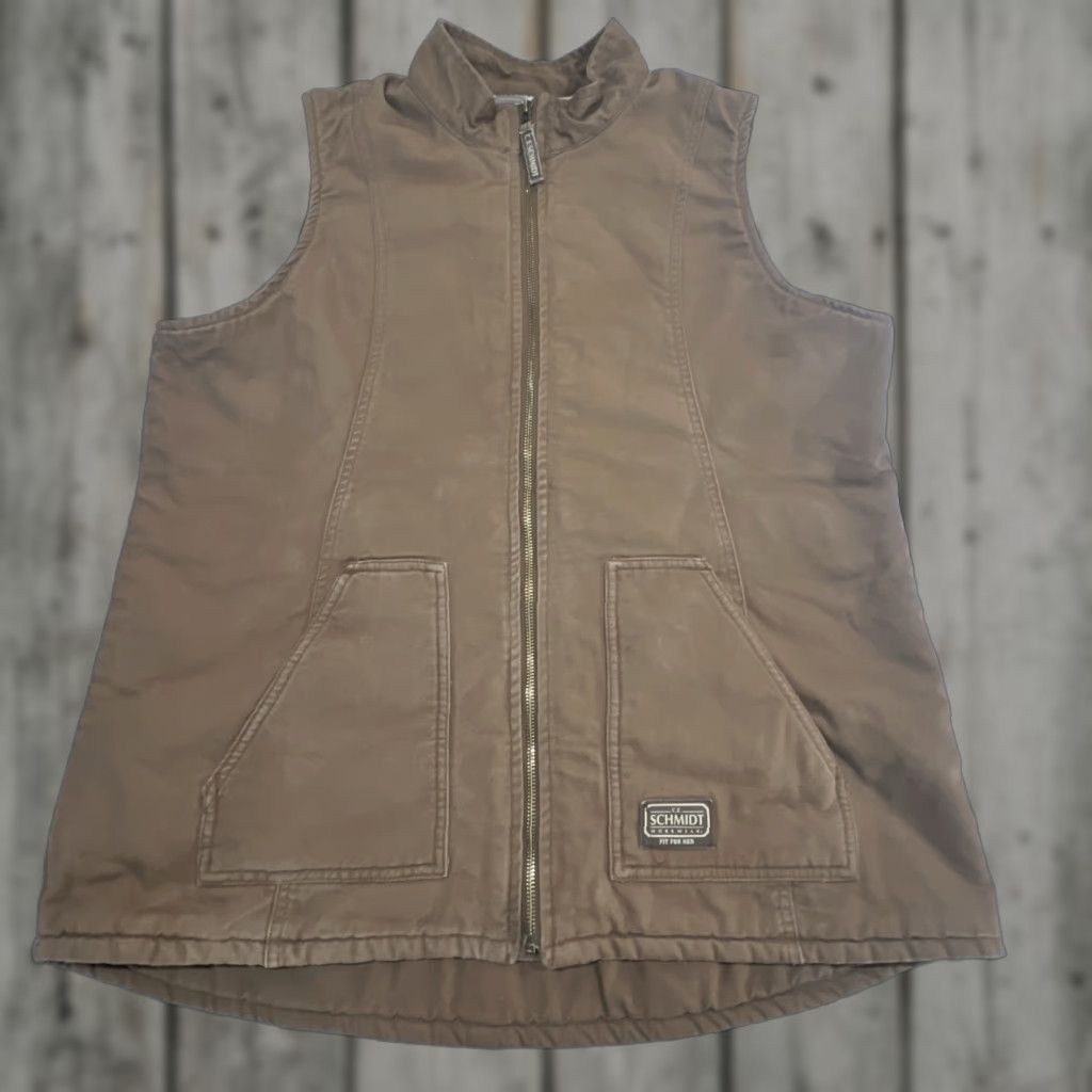 Vintage VINTAGE? No. The title: CE Schmidt Vest Women XL Fleece Lined Chest Zipper Pockets Workwear CanvasBrown Size XL / US 12-14 / IT 48-50 - 1 Thumbnail