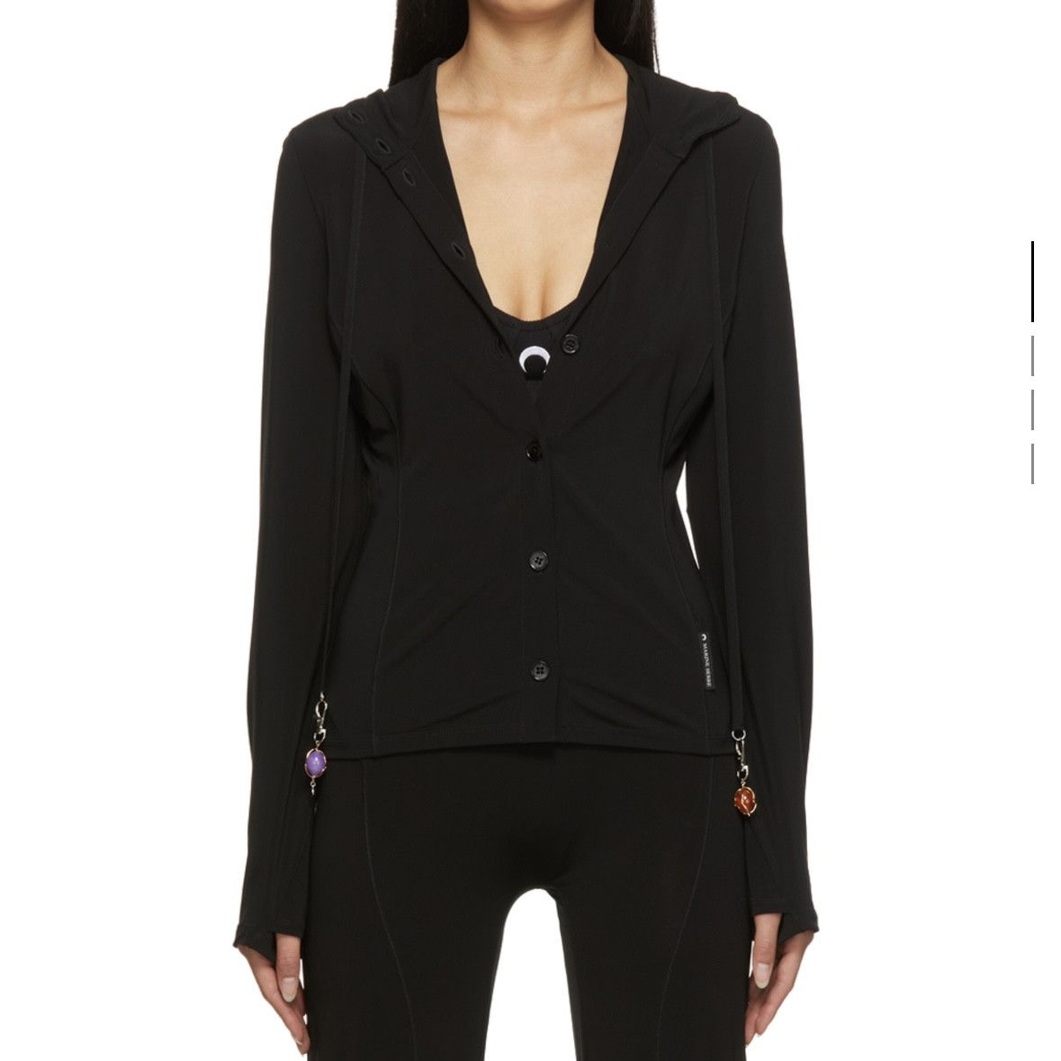 Marine Serre MARINE SERRE : Black Moon Hooded Jacket Size XS / US 0-2 / IT 36-38 - 1 Thumbnail