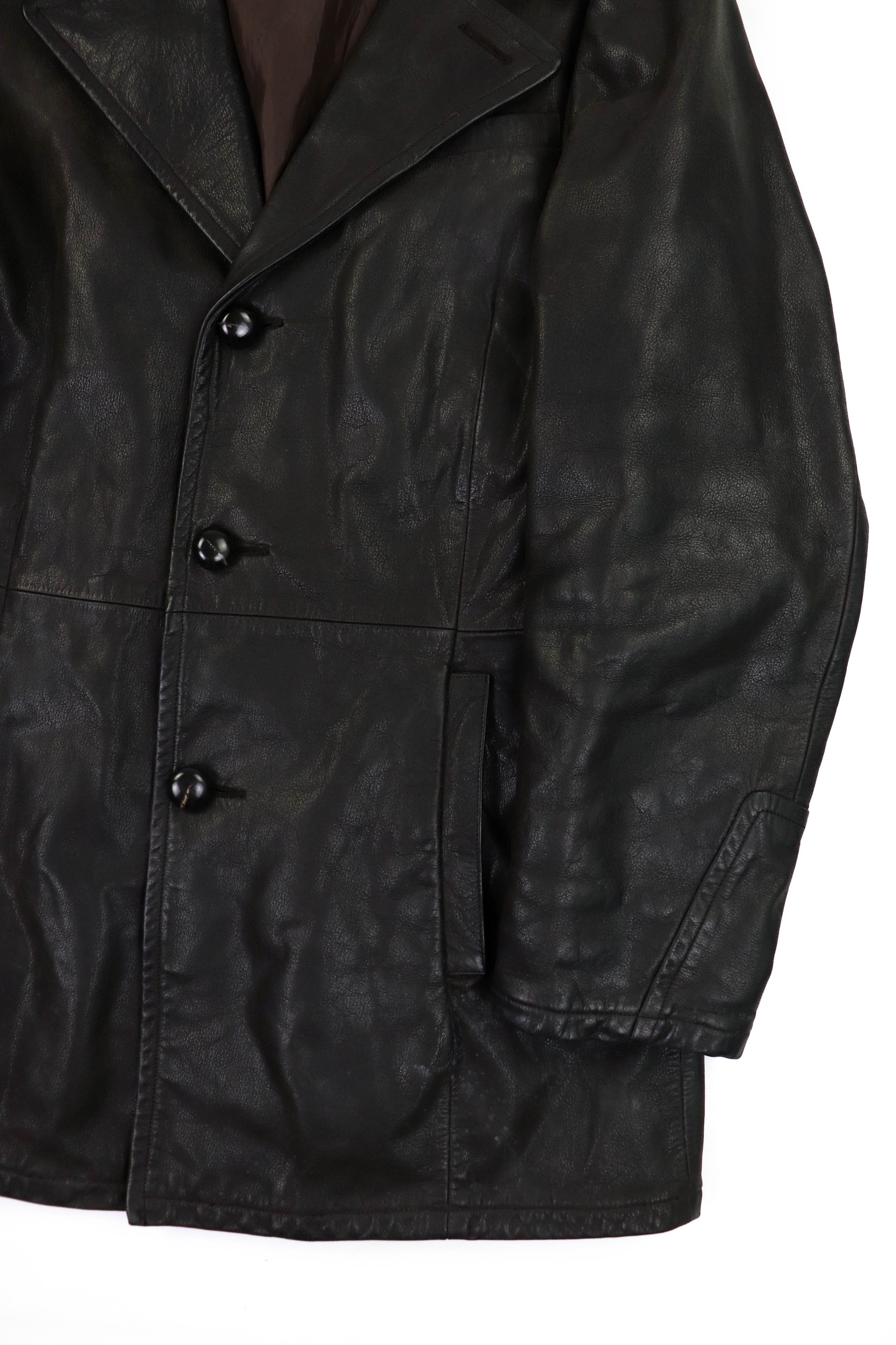 Genuine Leather 2nd Skin by inde Dark Brown Heavy Leather Coat Jacket Size US M / EU 48-50 / 2 - 4 Thumbnail
