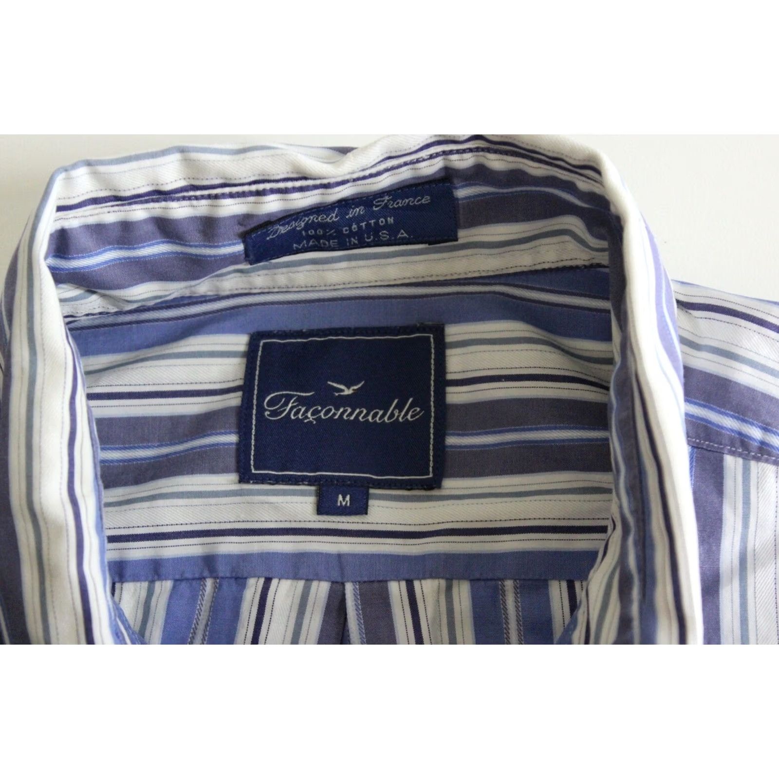 Faconnable VINTAGE Faconnable Blue Stripe LONG SLEEVE SHIRT Medium M 15.5 x 33/34 Size US M / EU 48-50 / 2 - 4 Thumbnail