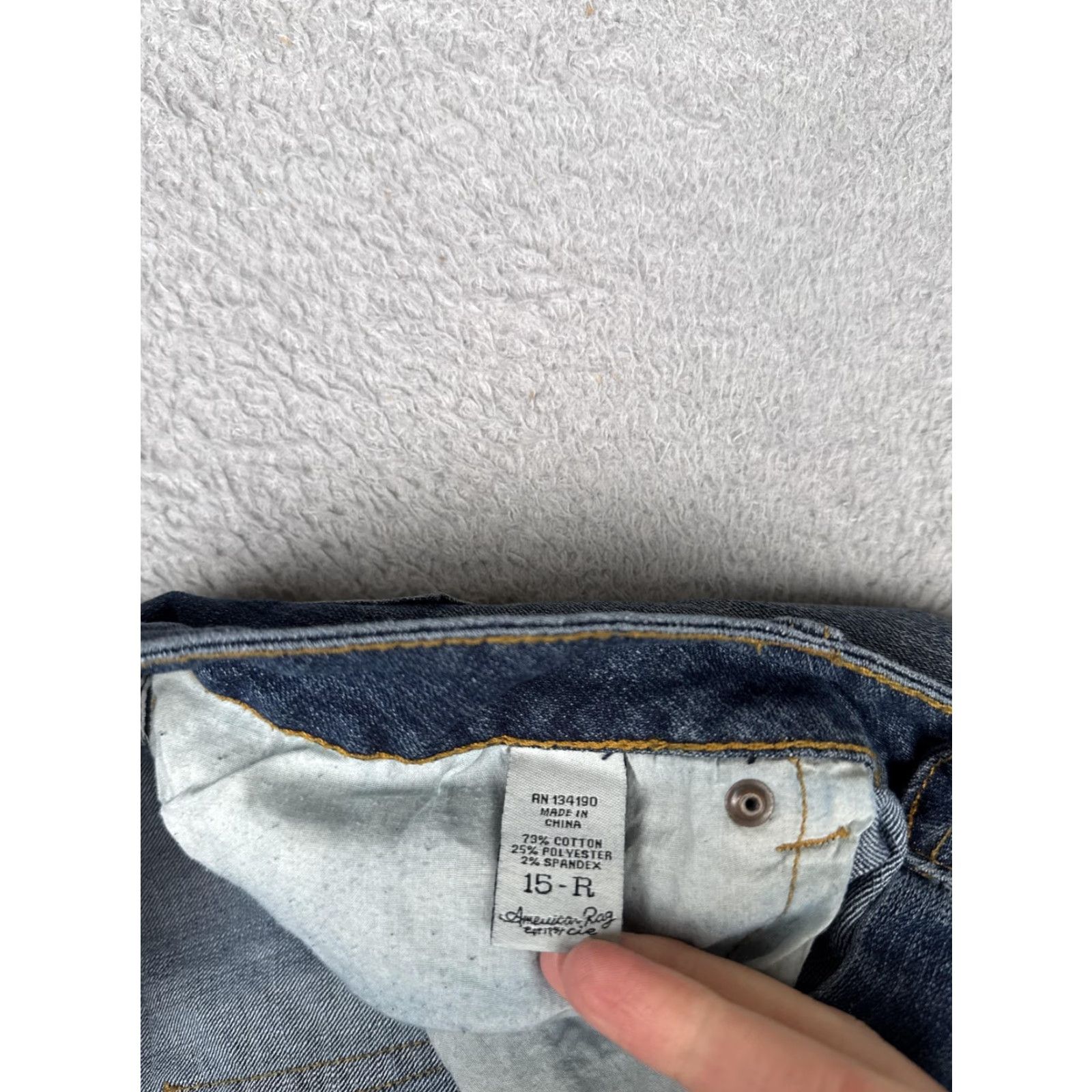 Vintage American Rag Jeans Juniors 15 Womens Blue Bootcut Stretch Denim Mid Rise Casual Size 36" / US 14 / IT 50 - 7 Thumbnail