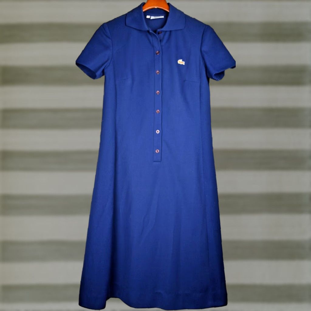 Lacoste Dress VTG 70s Navy Blue A Line Mod GoGo Size S/M LTD NWT