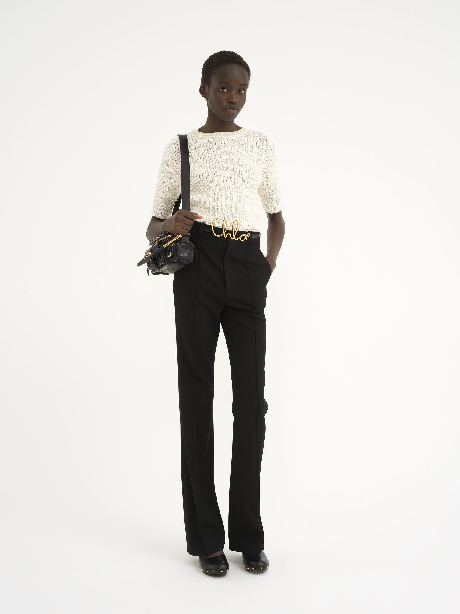 Chloe o1loc1c11025 Short Sleeve Sweater in White Size L / US 10 / IT 46 - 2 Thumbnail
