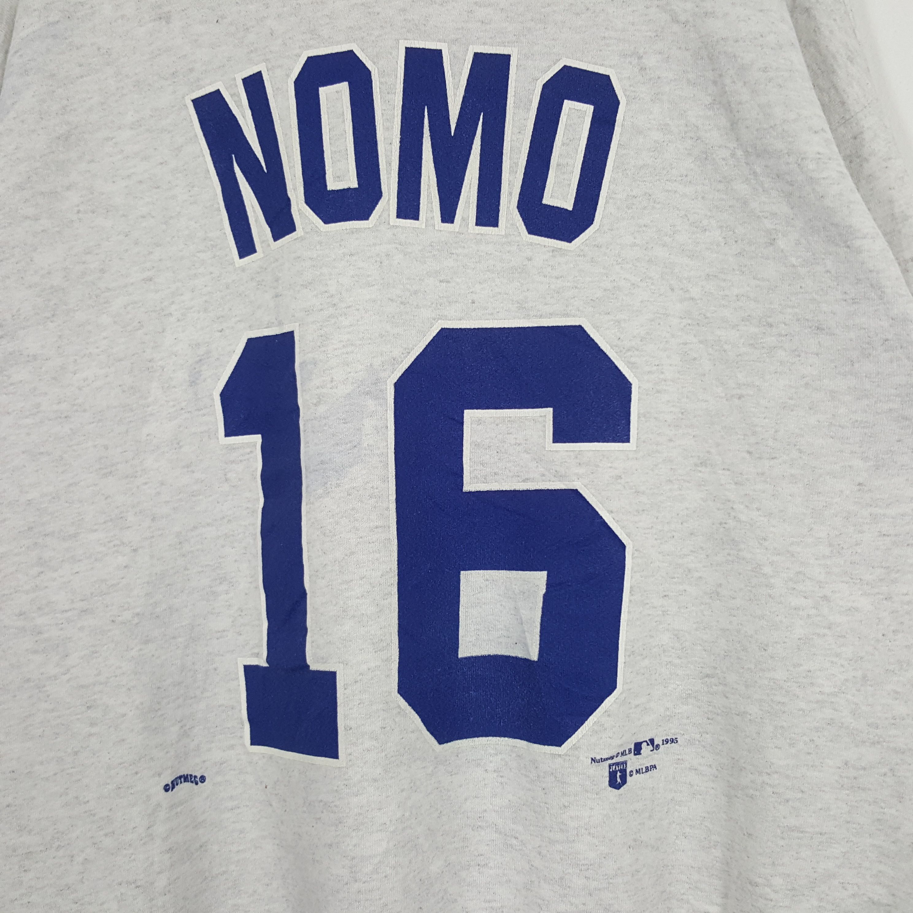 MLB × Nutmeg × Vintage Vintage 90's Dodgess NOMO 16 Baseball MLB Sweatshirt Size US XL / EU 56 / 4 - 4 Thumbnail