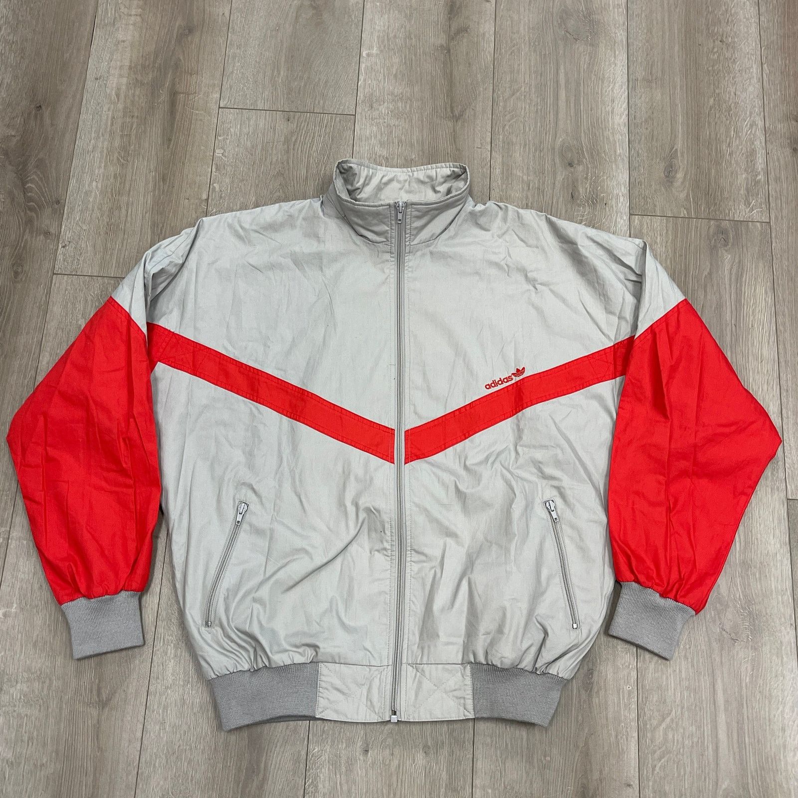 Adidas vintage 1980s Adidas full zip track jacket gray red size 54 Size US XXL / EU 58 / 5 - 1 Thumbnail