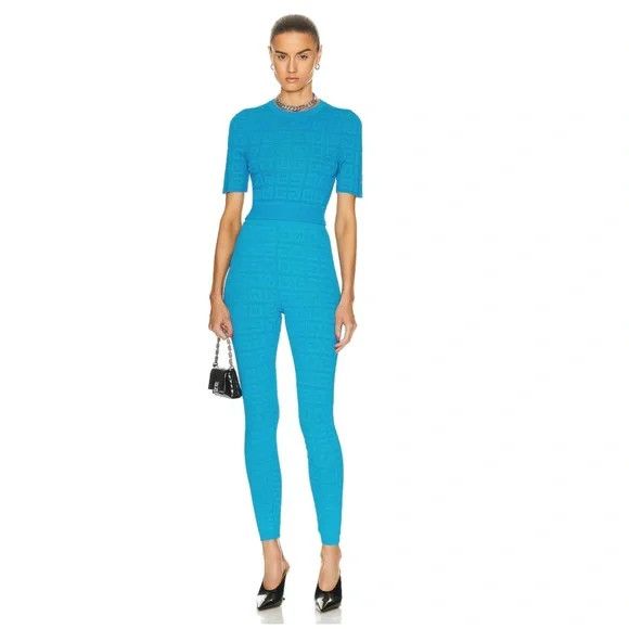 Givenchy GIVENCHY Monogram Leggings - Acqua Marine - NEW WITH TAGS Size 25" / US 0 / IT 36 - 1 Thumbnail