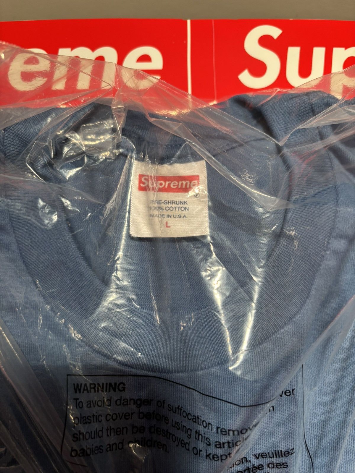 Supreme MOTION LOGO Tee SS23 Faded Blue Large Deadstock 