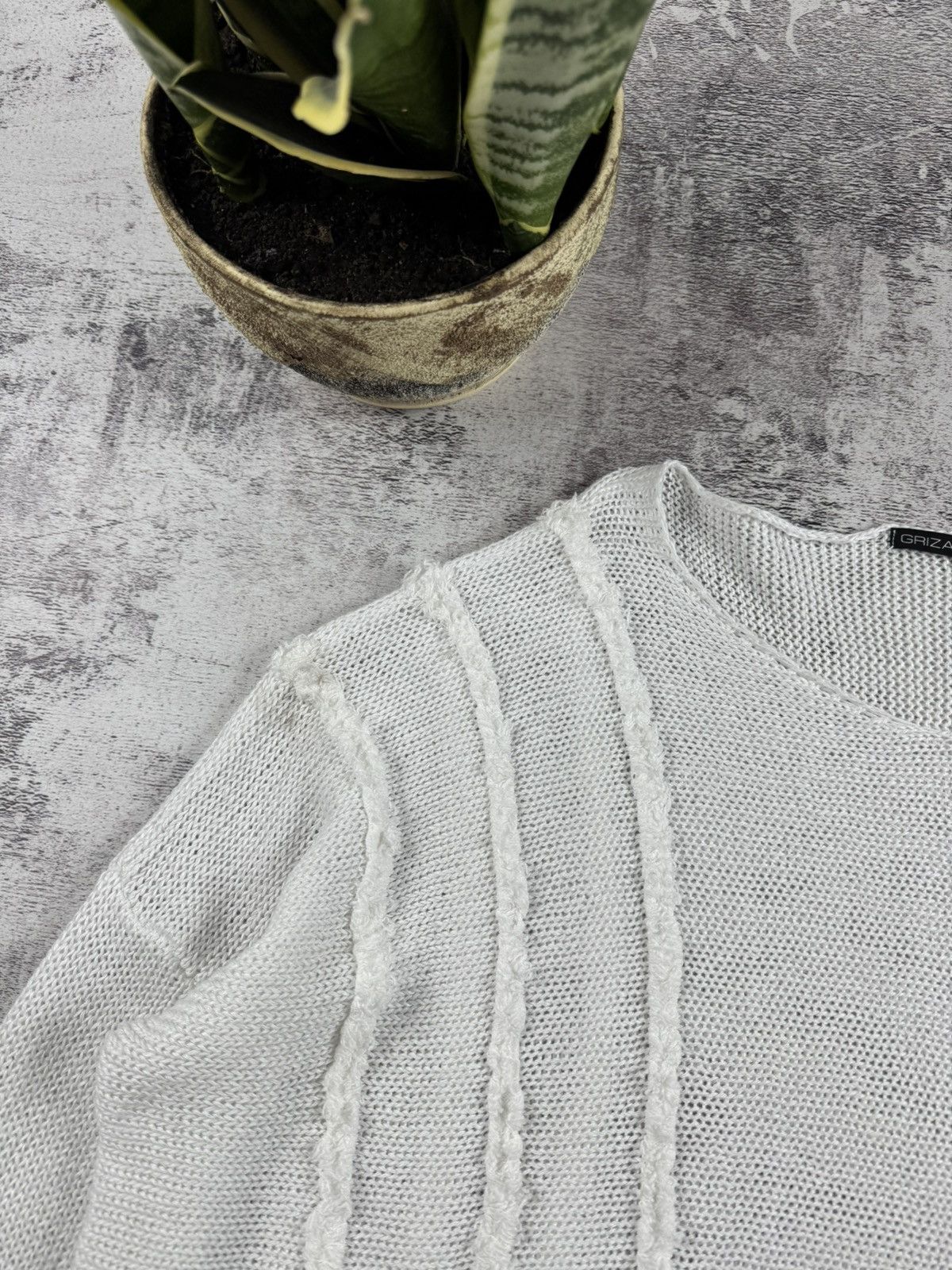 Japanese Brand Grizas Linen Asymmetric Oversized Knit Sweater Cropped Tunic Size XL / US 12-14 / IT 48-50 - 9 Thumbnail