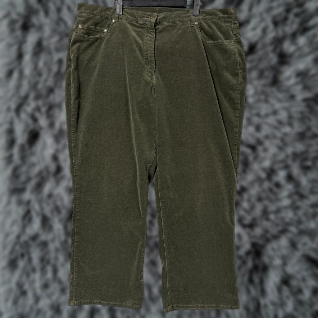 Vintage VINTAGE Fashion Bug Corduroy Pants Womens 22W Plus Green Stretch Capri Casual 90s Retro Size 40" / US 18 - 1 Thumbnail