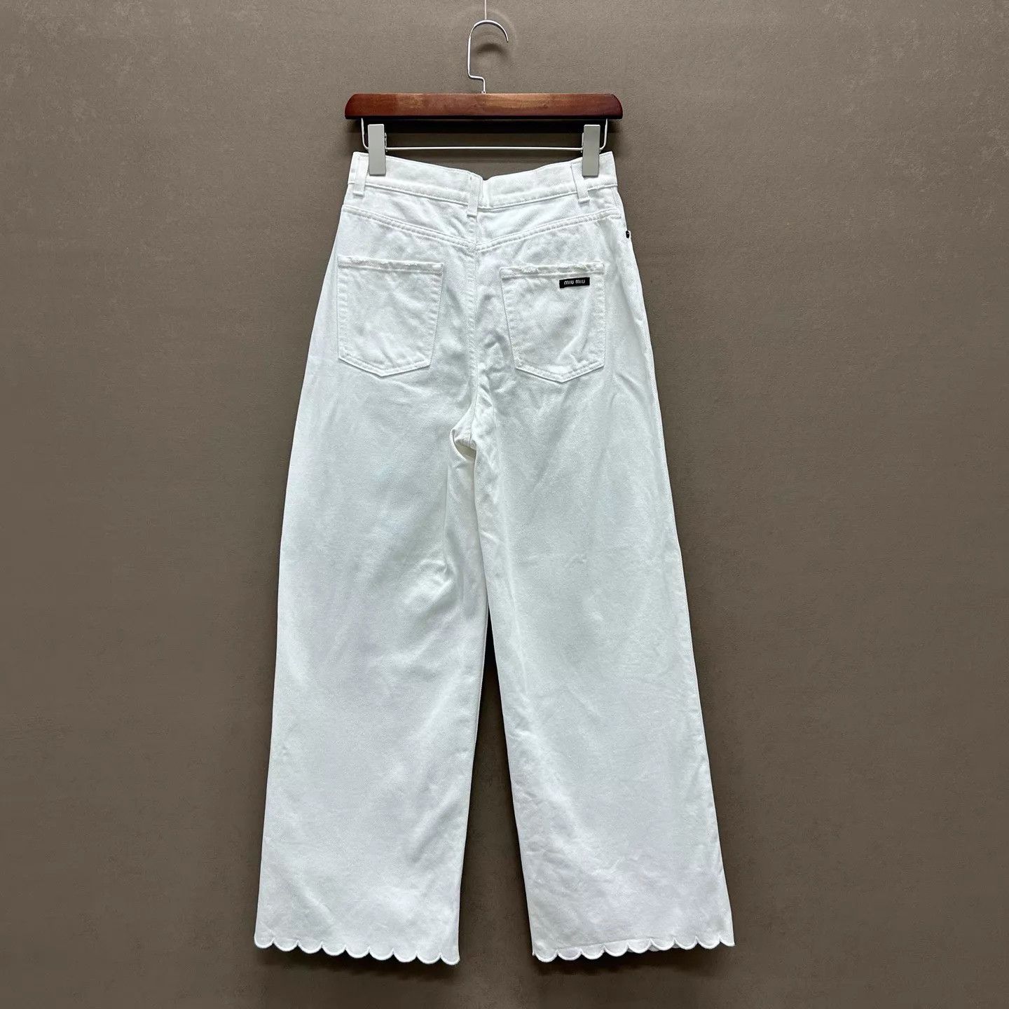 Miu Miu MIU MIU NEW TAG Jeans Logo Pocket Slogan Lace Cuff Size 40 Size 27" / US 4 / IT 40 - 2 Thumbnail