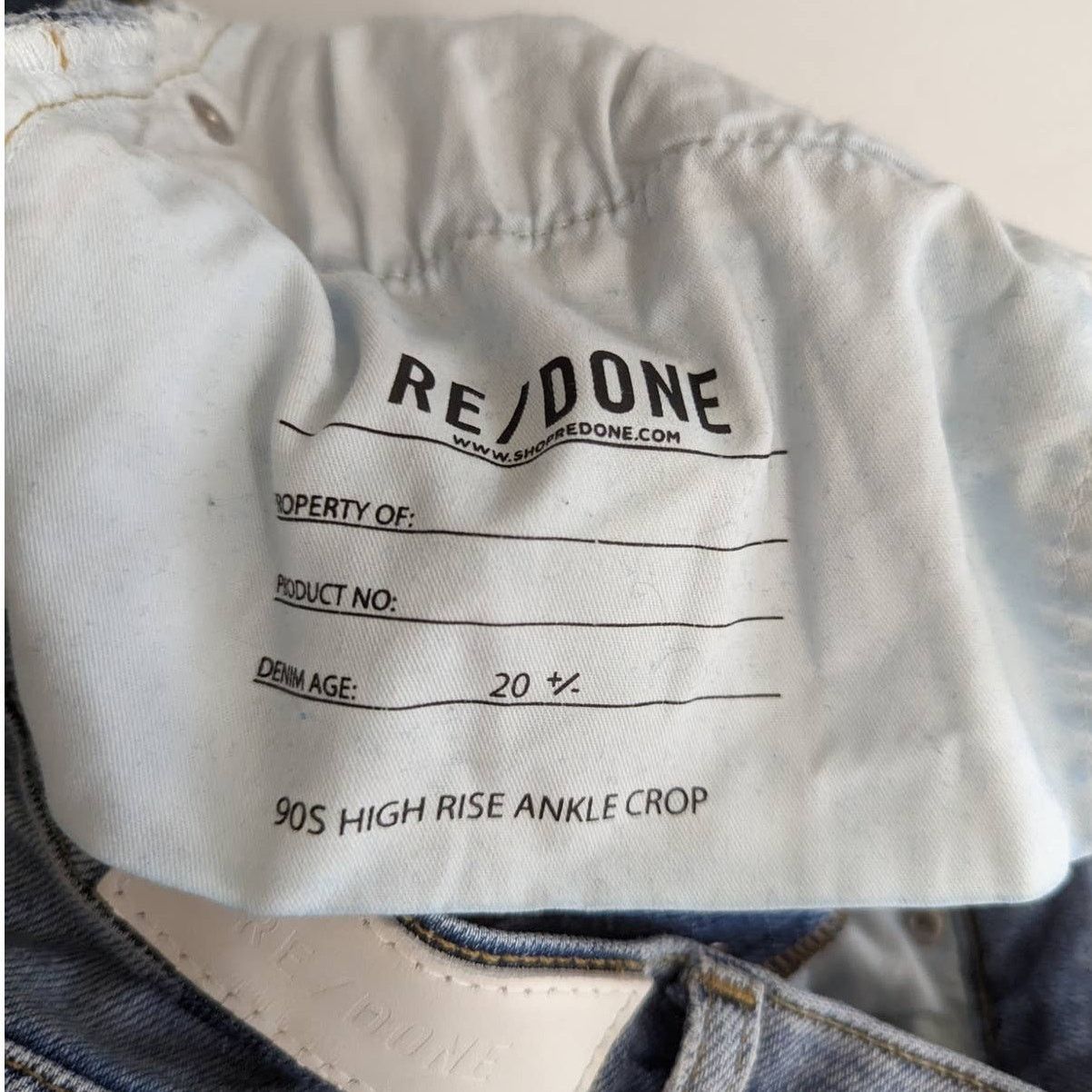 RE/DONE RE/DONE 90s High Rise Ankle Crop Distressed Button Fly Jeans Size 29" - 6 Thumbnail