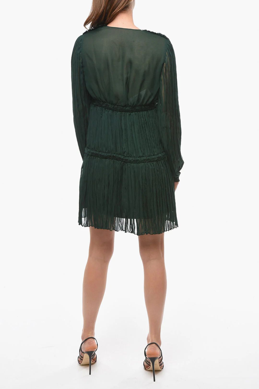 Lanvin og1mm0426 Silk Pleated Dress in Green Size M / US 6-8 / IT 42-44 - 2 Thumbnail