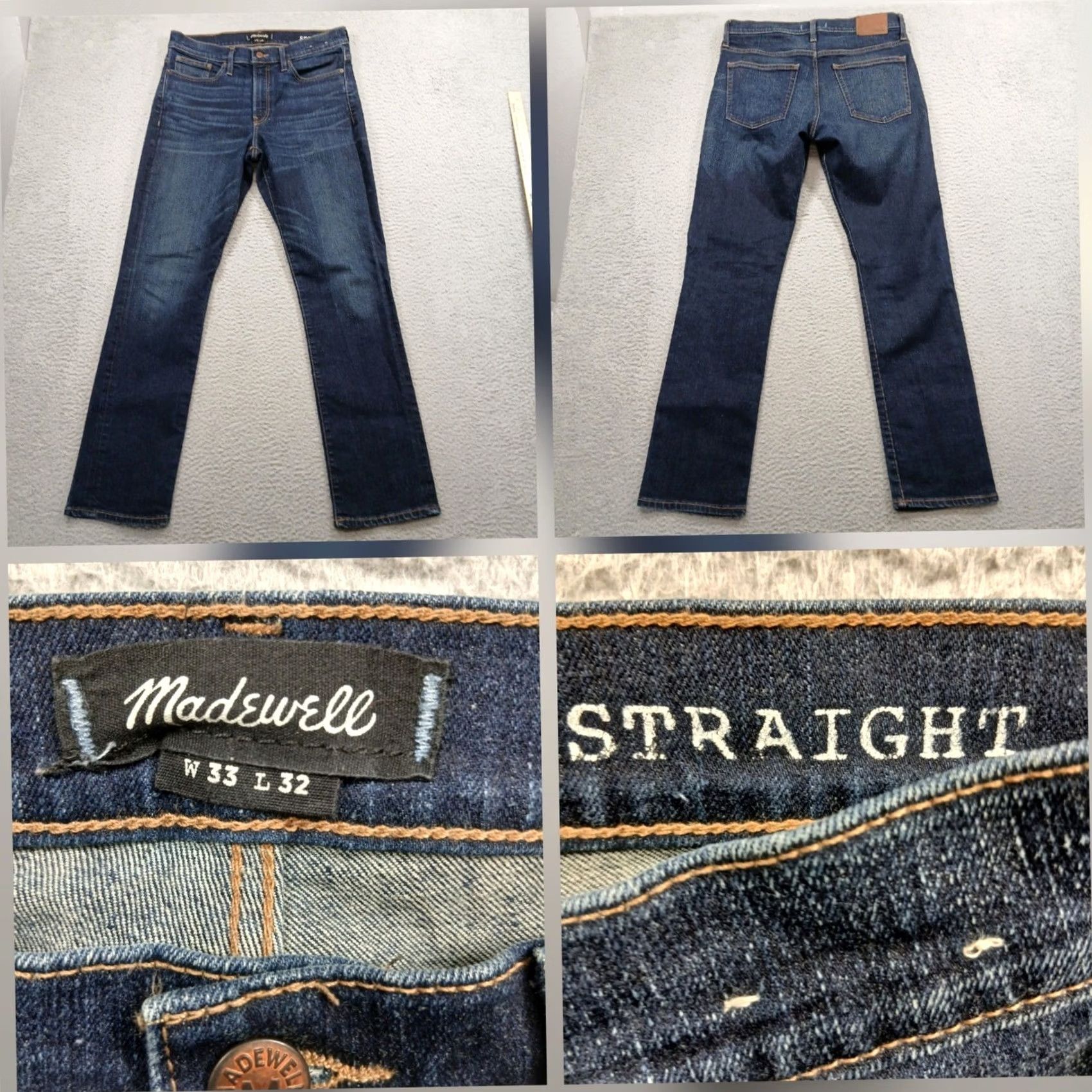 Madewell Madewell Jeans Straight Leg Men W33 L32 Dark Indigo EUC Size US 33 - 2 Thumbnail