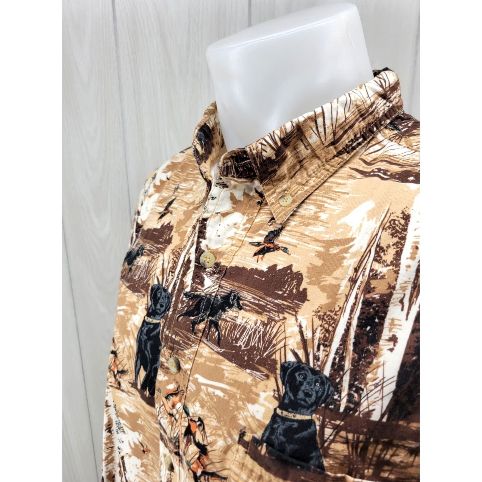 Alife Field Tested by Outdoor Life Men’s Button-Down Shirt Hunting Lab Outdoors 2XL Brown Beige 100% Cotton Button-Up Size US XXL / EU 58 / 5 - 4 Thumbnail