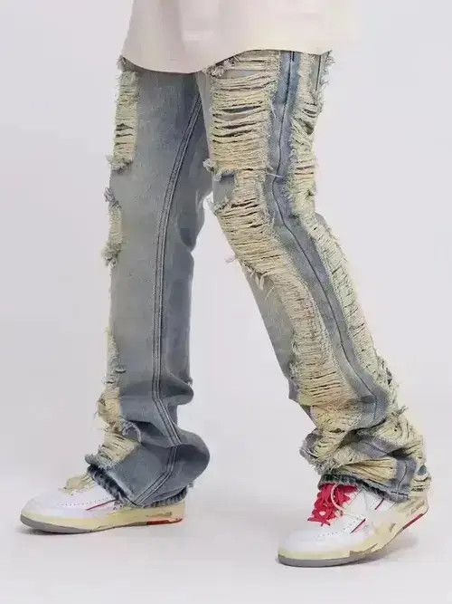 Japanese Brand Straight leg street ripped jeans Size US 32 / EU 48 - 5 Thumbnail