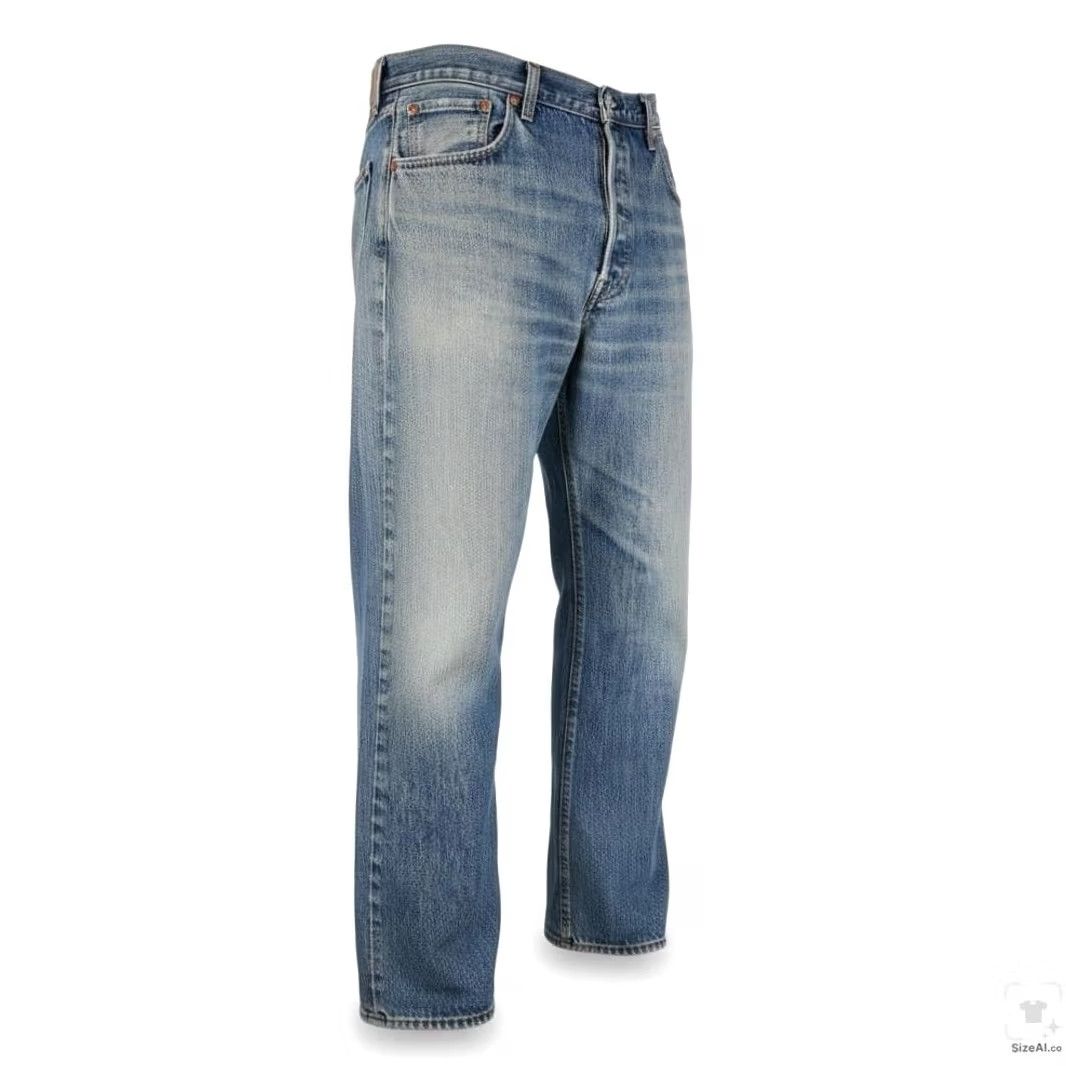 Levi's Levi's 501 Jeans Mens 38x32 Blue Light Wash Straight Denim Button Fly Regular Fit Jeans Size US 38 / EU 54 - 2 Thumbnail