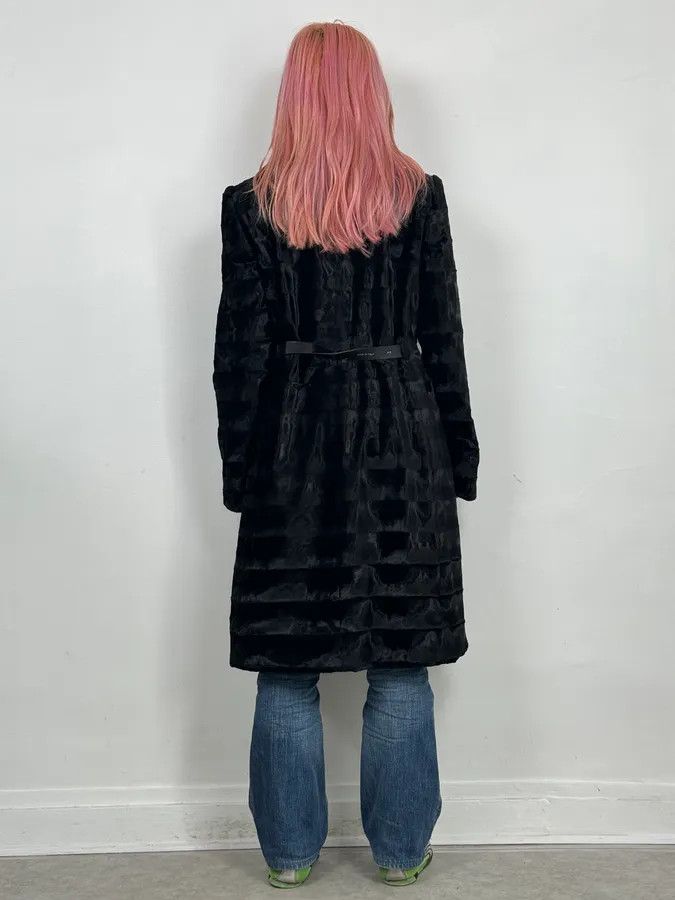 Armani Collezioni FW2009 Armani Collezioni Black Faux Fur Textured Long Coat Size M / US 6-8 / IT 42-44 - 3 Thumbnail