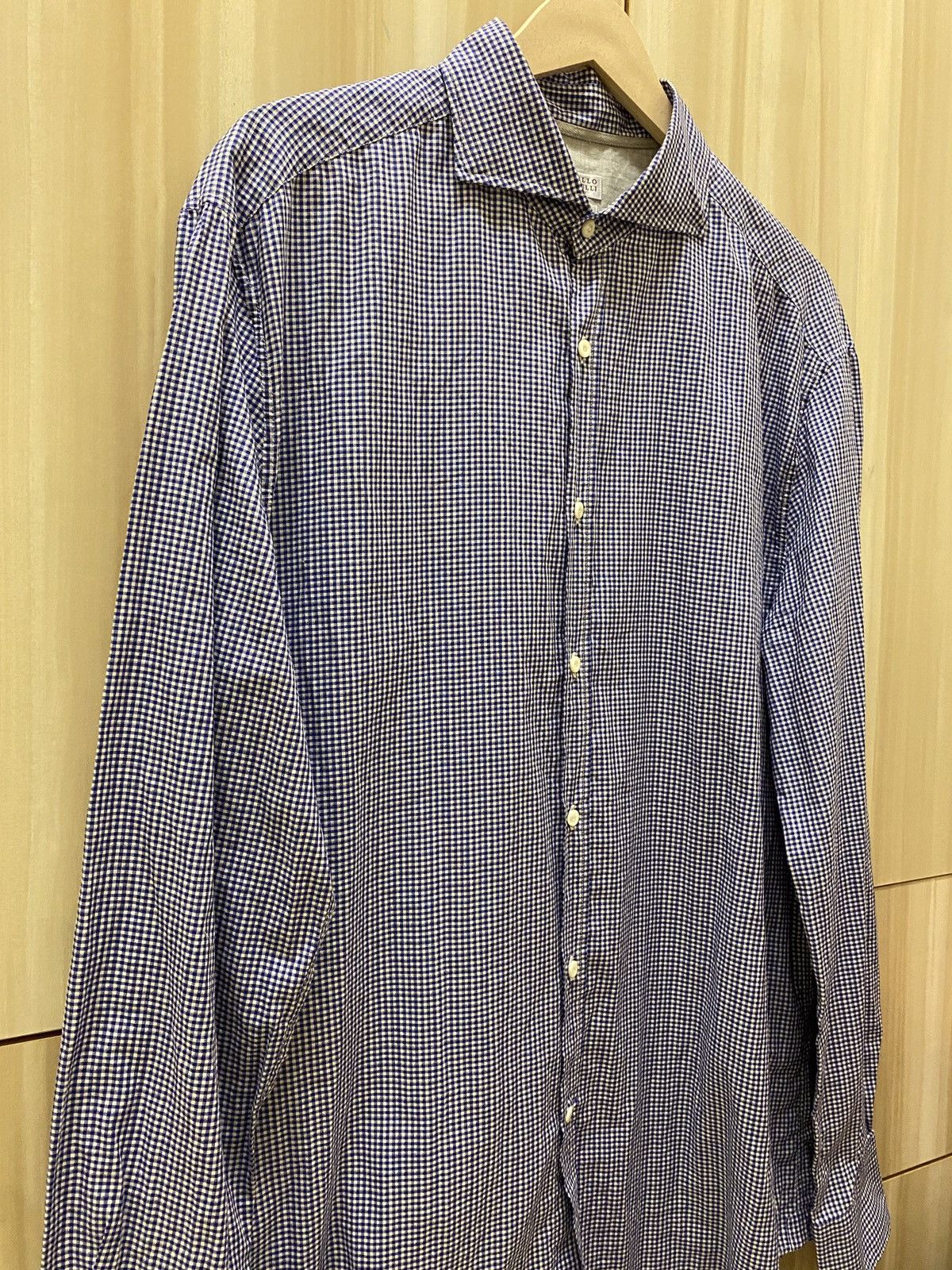 Brunello Cucinelli Brunello Cucinelli Slim Fit Check Shirt Size US L / EU 52-54 / 3 - 3 Thumbnail