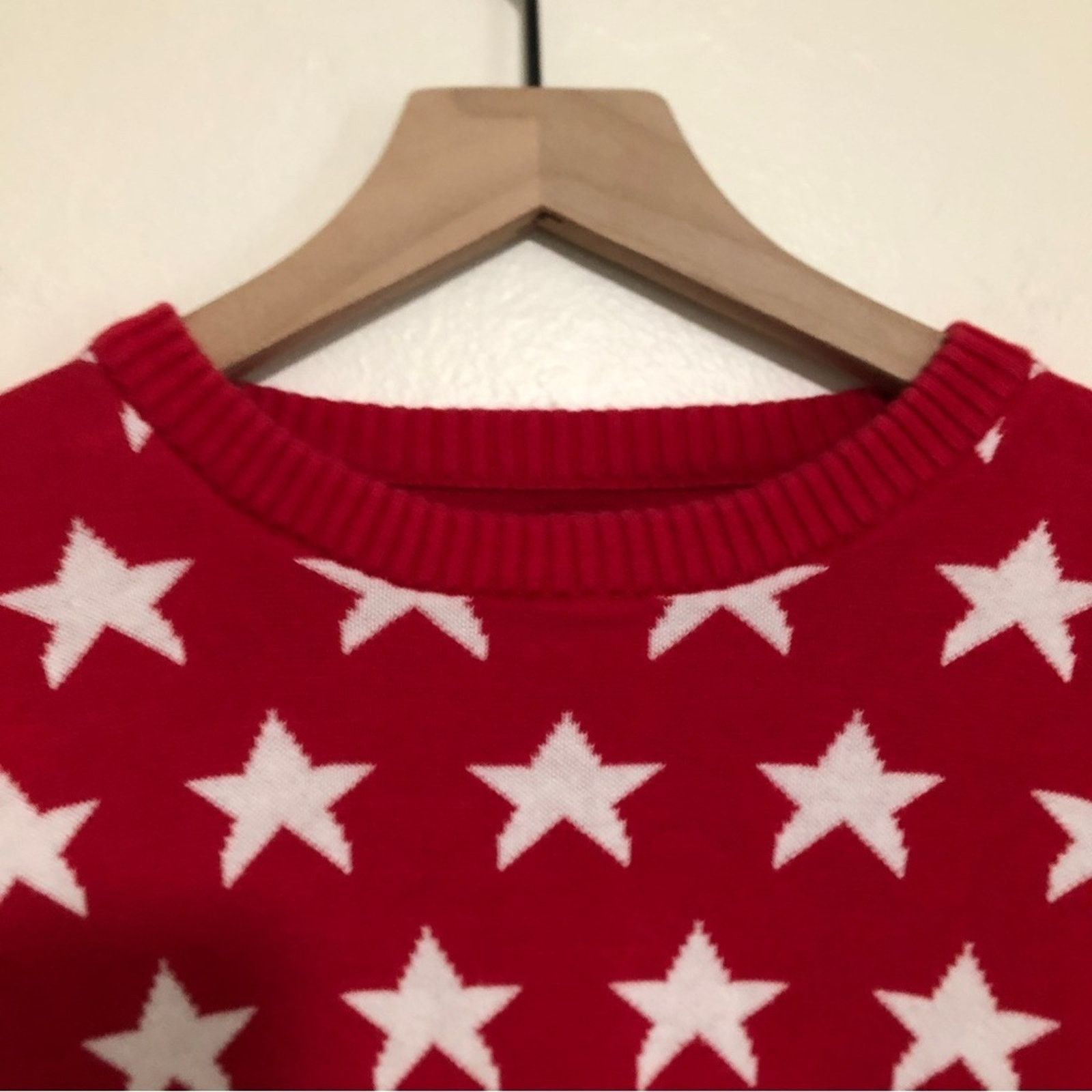 Other Poco Loco Star Knit Cotton Red White Pullover Sweater Size M / US 6-8 / IT 42-44 - 4 Thumbnail