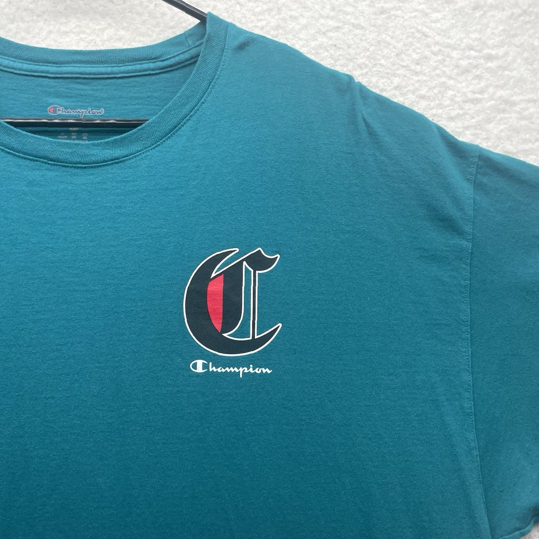 Champion Champion T-Shirt Mens 2XL Teal Graphic Print Smiley Face Pennant Logo Size US XXL / EU 58 / 5 - 3 Thumbnail