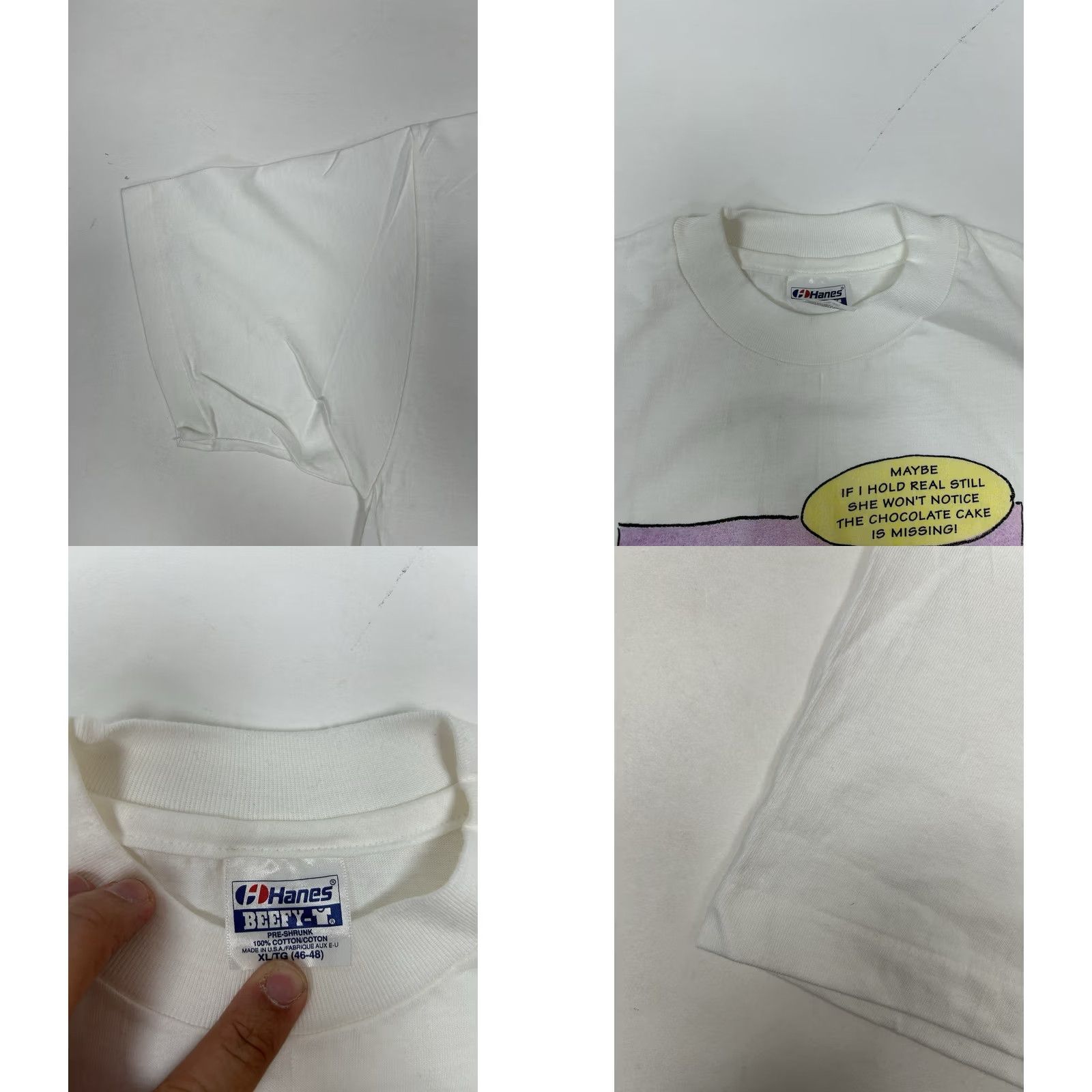 Hanes VINTAGE Richard Watherwax Cat Graphic Cake Eater Funny Cat Tee XL Humor Artist White Hanes Mens 90s Size US XL / EU 56 / 4 - 8 Thumbnail