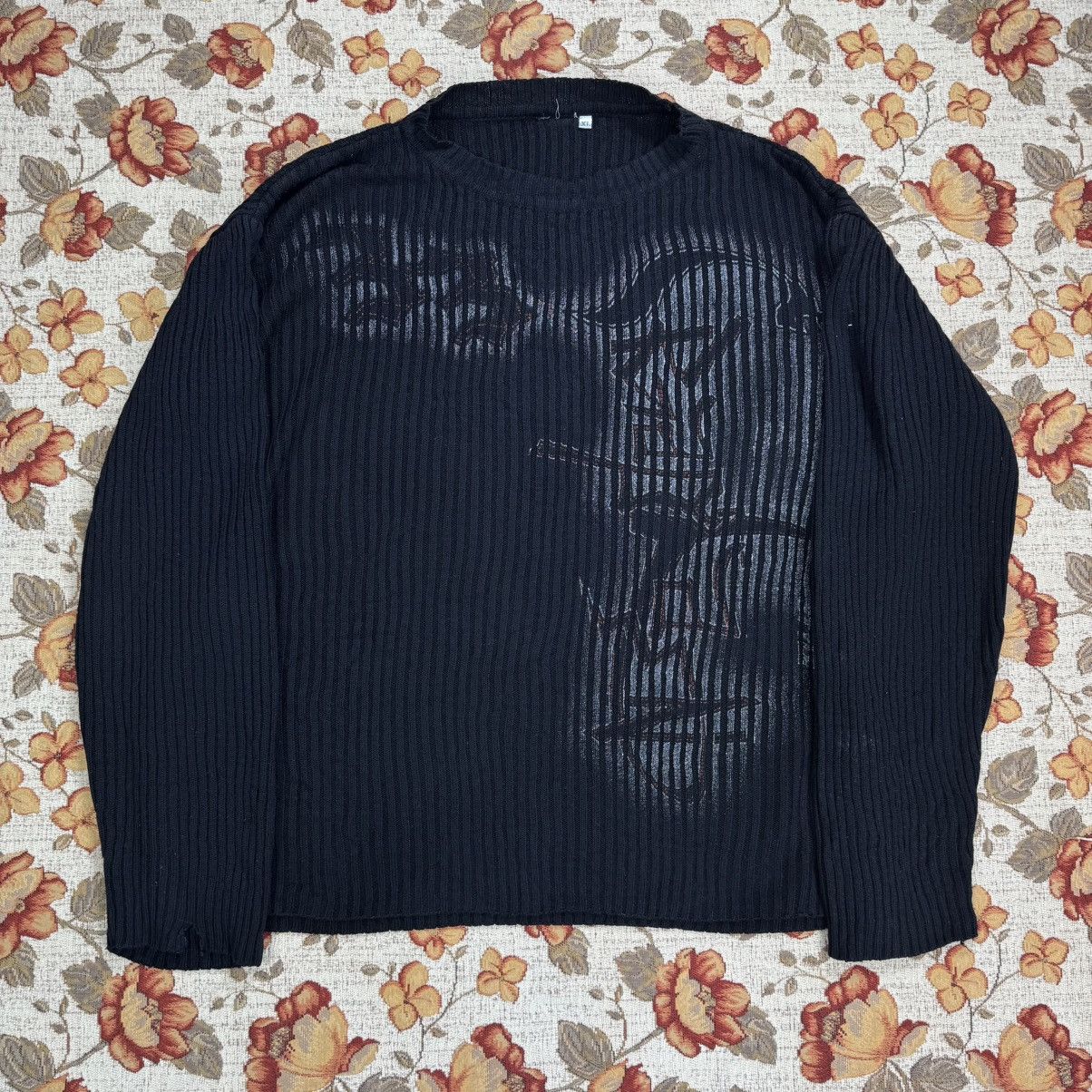 Japanese Brand Crazy Y2K Tribal Knit Dragon Sweater Graffiti Size US XL / EU 56 / 4 - 7 Thumbnail
