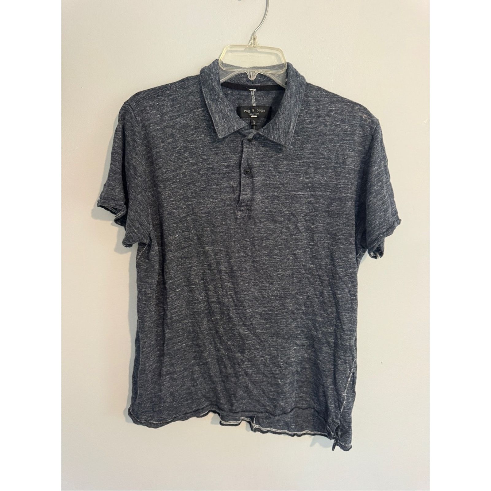 Rag & Bone rag & bone Men’s Navy Linen Polo Shirt - Large Size US L / EU 52-54 / 3 - 1 Thumbnail