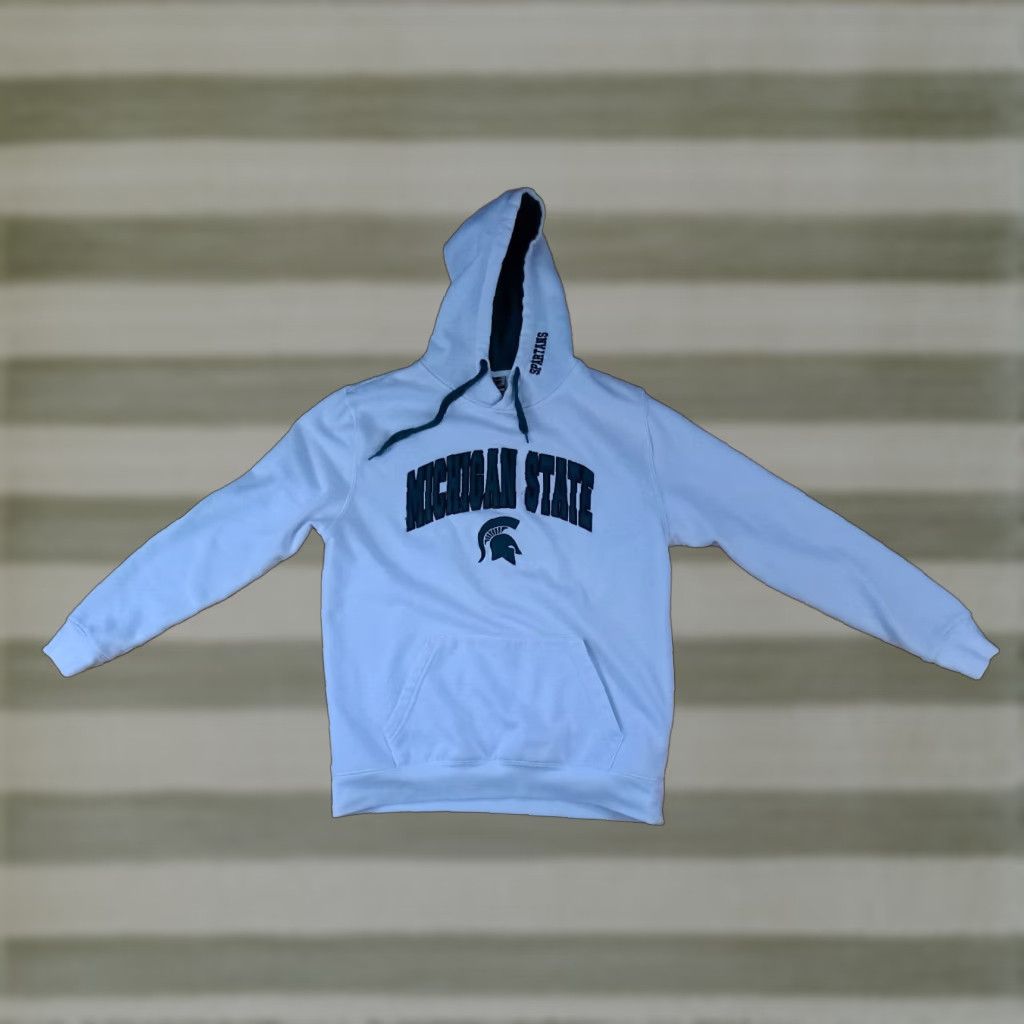 Vintage VINTAGE Stadium Hoodie Michigan State Spartans Basketball Warm-Up Stitched Large Green&White Unisex Adults L Pullover Canvas Size US L / EU 52-54 / 3 - 1 Thumbnail